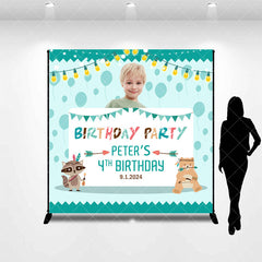 Aperturee - Bear Coon Hunter Blue Custom Boy Birthday Backdrop