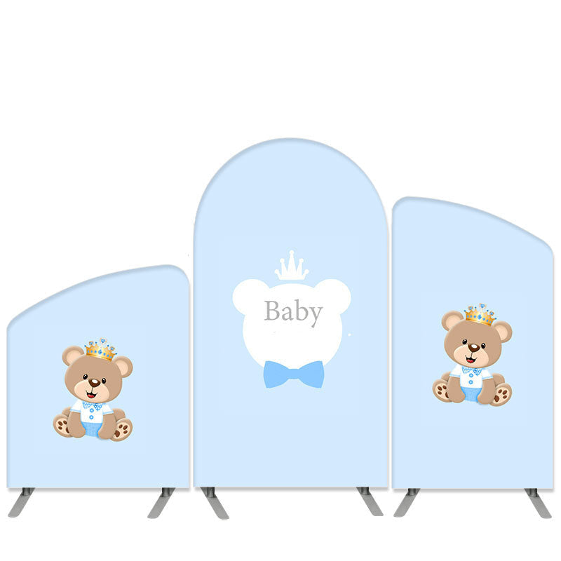 Aperturee Bear Theme Light Blue Baby Shower Arch Backdrop Kit