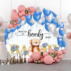 Aperturee - Bearly Wait Blue Balloons Round Baby Shower Backdrop