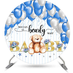 Aperturee - Bearly Wait Blue Balloons Round Baby Shower Backdrop