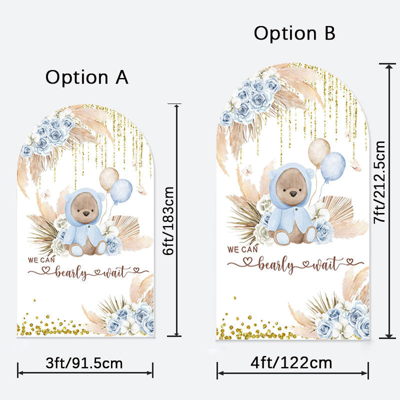 Aperturee - Bearly Wait Cute Bear Boho Baby Shower Arch Backdrop