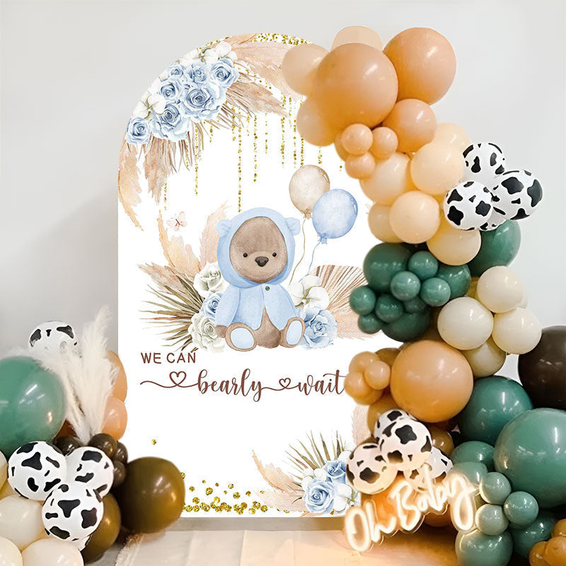 Aperturee - Bearly Wait Cute Bear Boho Baby Shower Arch Backdrop