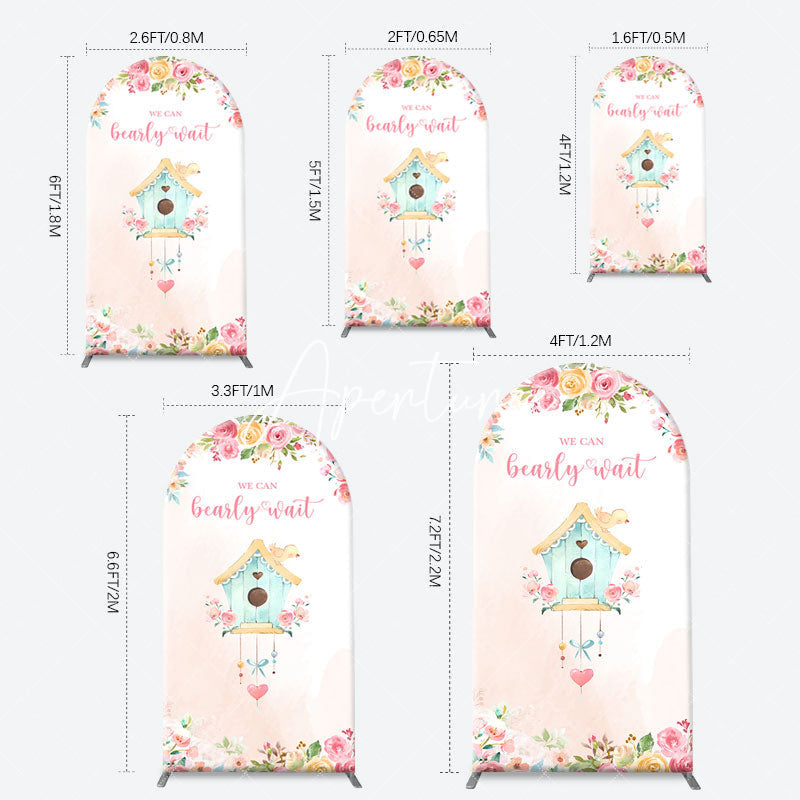 Aperturee - Bearly Wait House Floral Arch Baby Shower Backdrop