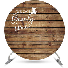 Aperturee - Bearly Wait Retro Wooden Round Baby Shower Backdrop