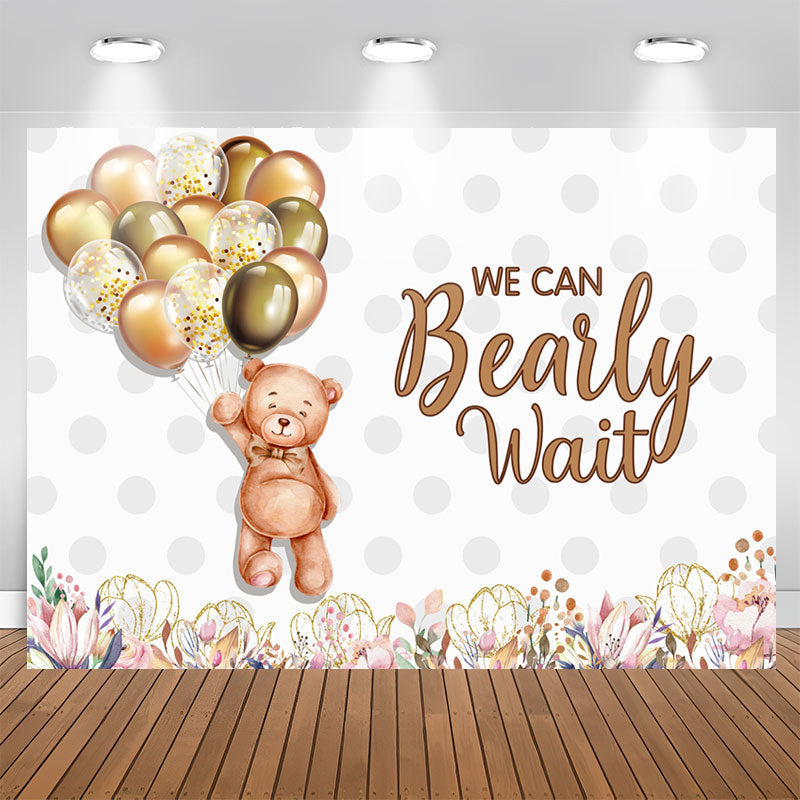 Aperturee - Bearly Wait Teddy And Balloons Baby Shower Backdrop