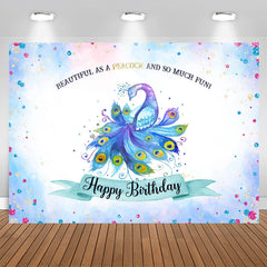 Aperturee - Beautiful As A Peacock Dream Blue Birthday Backdrop