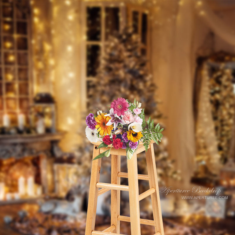 Aperturee - Beautiful Christmas Tree Light Candles Backdrop