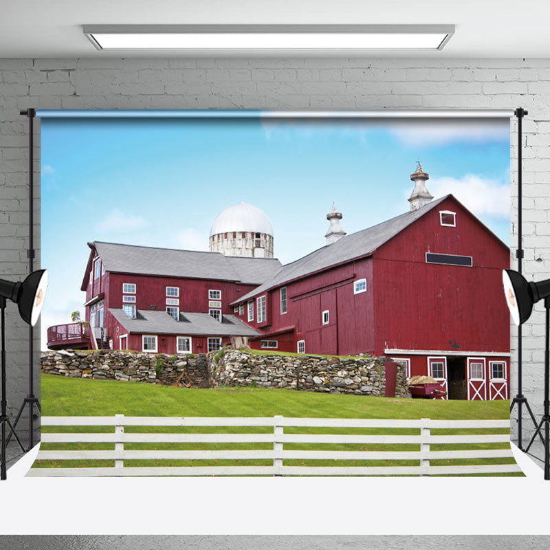 Aperturee - Beautiful Countryside Red Farm Barn Photo Backdrop