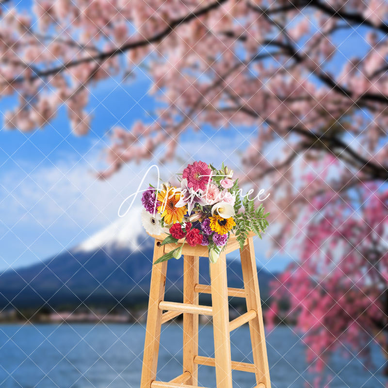 Aperturee - Beautiful Mount Fuji Cherry Blossoms Spring Backdrop