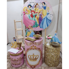 Lofaris Beautiful Princess And Castle Round Birthday Backdrop Kit