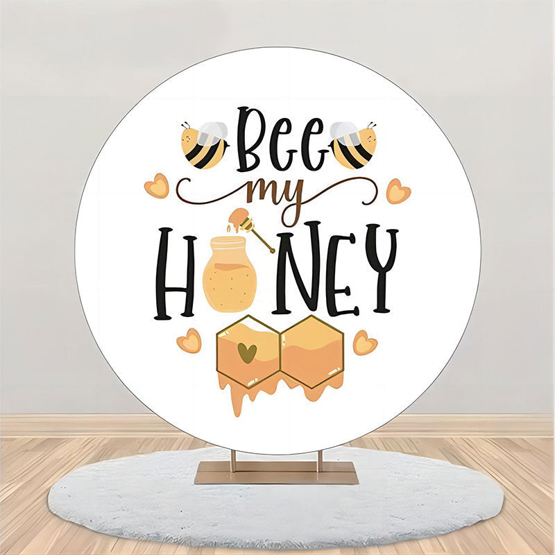 Aperturee - Bee My Honey Cute Heart Circle Baby Shower Backdrop