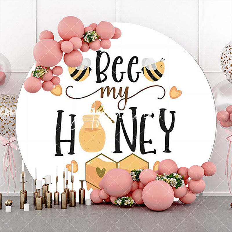 Aperturee - Bee My Honey Cute Heart Circle Baby Shower Backdrop