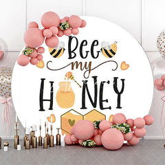 Aperturee - Bee My Honey Cute Heart Circle Baby Shower Backdrop