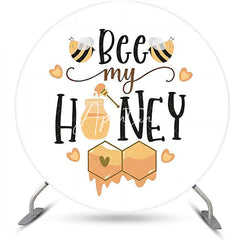 Aperturee - Bee My Honey Cute Heart Circle Baby Shower Backdrop