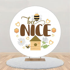 Aperturee - Bee Nice Flower Heart Circle Baby Shower Backdrop