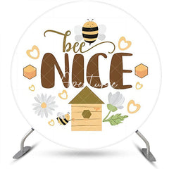 Aperturee - Bee Nice Flower Heart Circle Baby Shower Backdrop