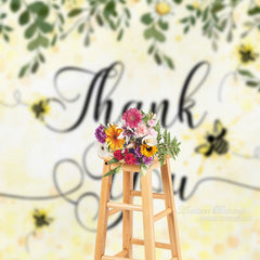 Aperturee - Bees Floral Yellow Thank You Mothers Day Photo Backdrop