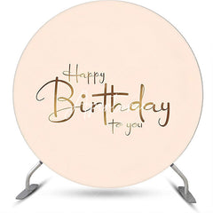 Aperturee - Beige And Brown Simple Round Birthday Party Backdrop