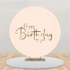 Aperturee - Beige And Brown Simple Round Birthday Party Backdrop