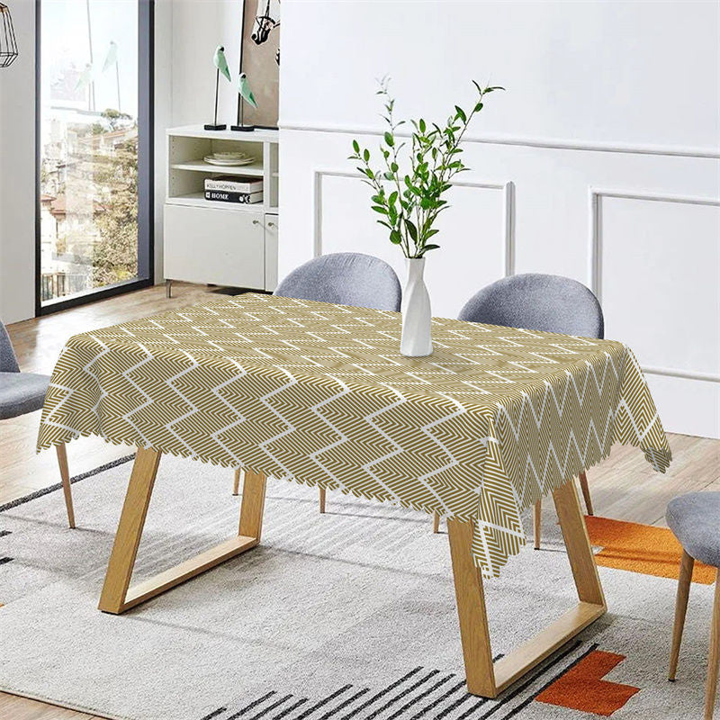 Aperturee - Beige Chevron Pattern Dining Rectangle Tablecloth