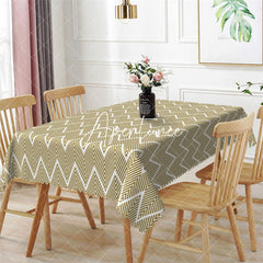 Aperturee - Beige Chevron Pattern Dining Rectangle Tablecloth