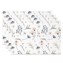 Aperturee - Beige Floral Leaves Rustic Dining Set Of 4 Placemats