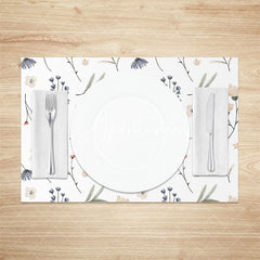 Aperturee - Beige Floral Leaves Rustic Dining Set Of 4 Placemats