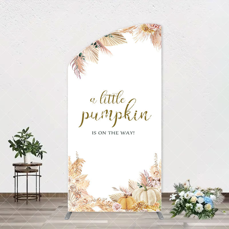 Aperturee - Beige Flower Feather Boho Arch Baby Shower Backdrop