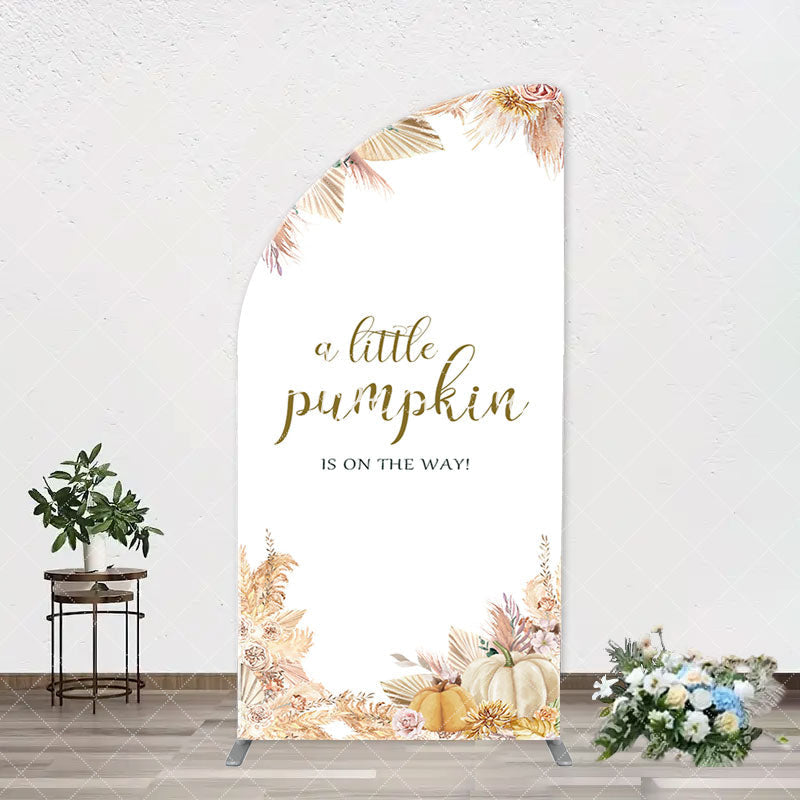 Aperturee - Beige Flower Feather Boho Arch Baby Shower Backdrop