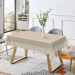 Aperturee - Beige Horizontal Stripes Dining Rectangle Tablecloth