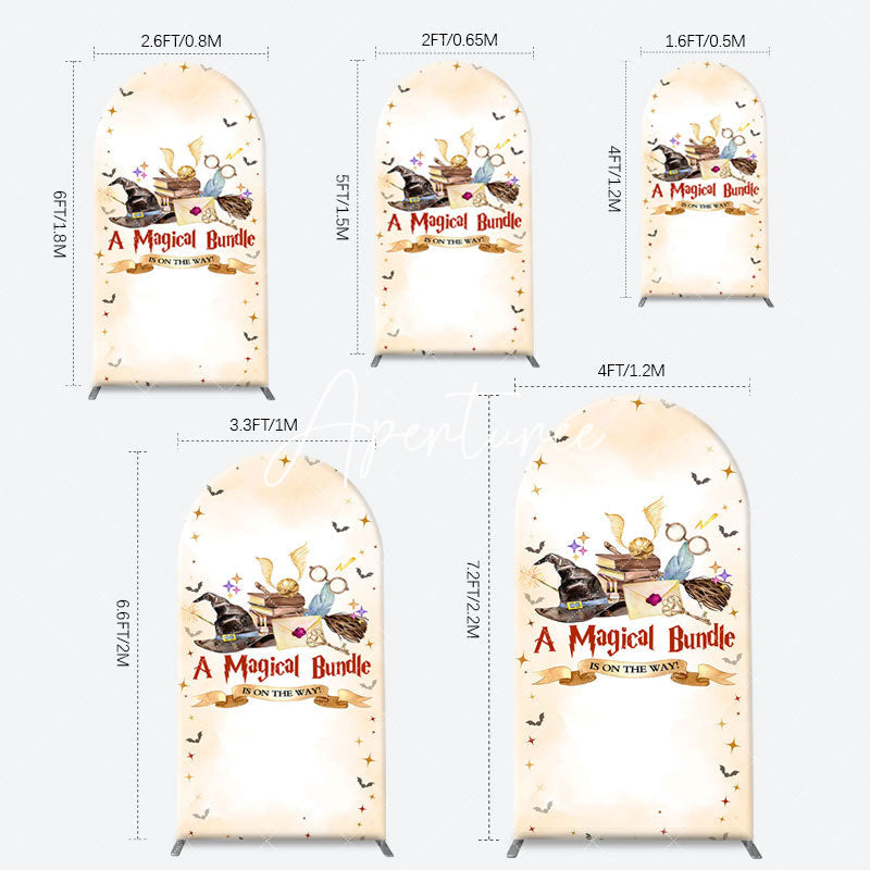 Aperturee - Beige Magical Bundle Wizard Arch Baby Shower Backdrop