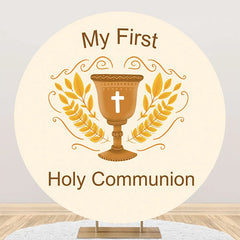 Aperturee - Beige My First Holy Communion Grail Baptism Backdrop