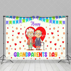 Aperturee - Beige Old Couple Happy Grandparents Day Backdrop