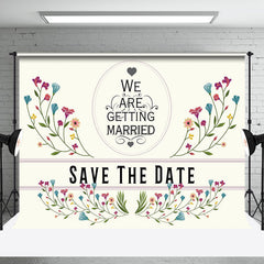 Aperturee - Beige Save The Date Spring Floral Wedding Backdrop