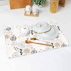 Aperturee - Beige Simple Pattern Dining Set Of 4 Placemats