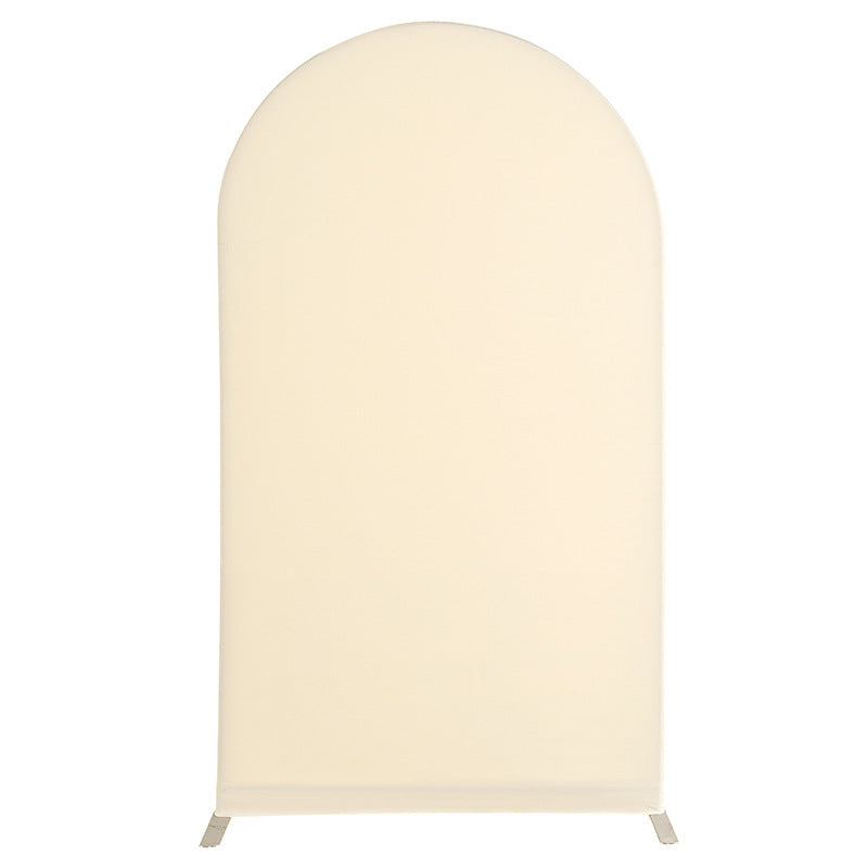 Aperturee Beige Spandex Fit Round Top Backdrop Wedding Arch Cover