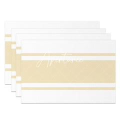 Aperturee - Beige White Stripe Modern Dinner Set Of 4 Placemats