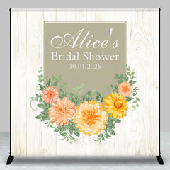 Aperturee - Beige Wood Chrysanthemums Bridal Shower Backdrop