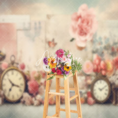 Aperturee - Bell Flowers Vintage Birthday Cake Smash Backdrop