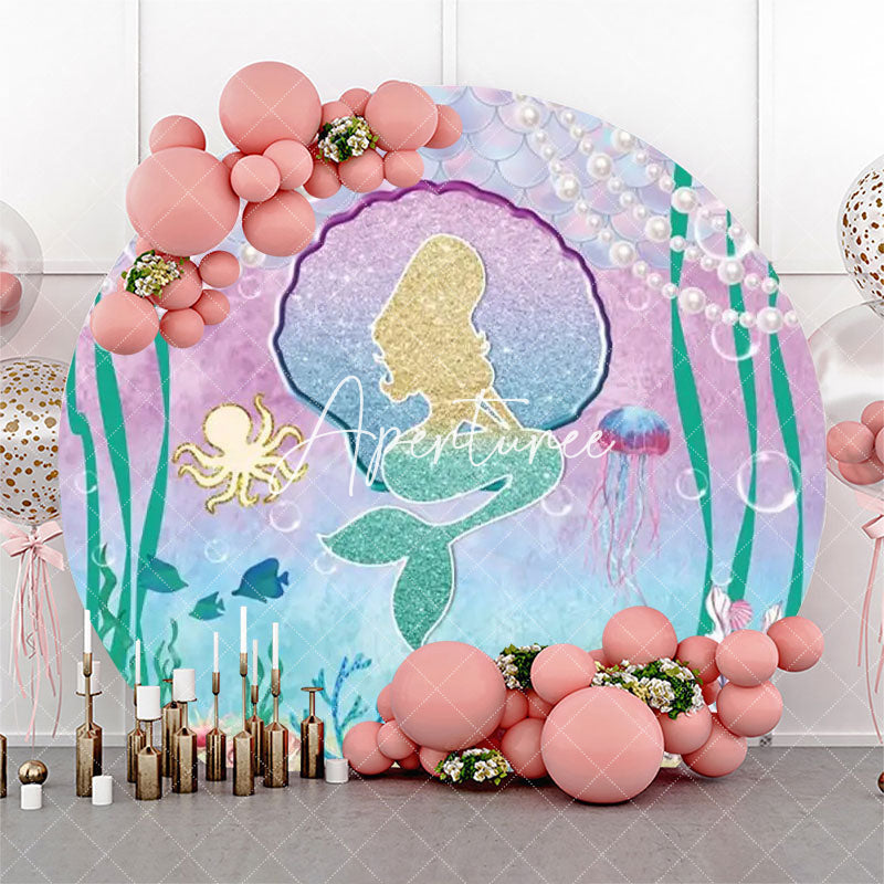 Aperturee - Benthos Mermaid Pearl Fish Circle Birthday Backdrop