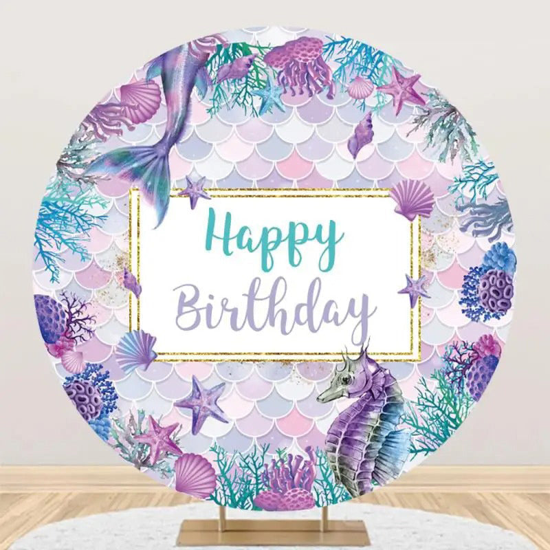 Aperturee - Benthos Seahorse Mermaid Round Backdrop For Birthday