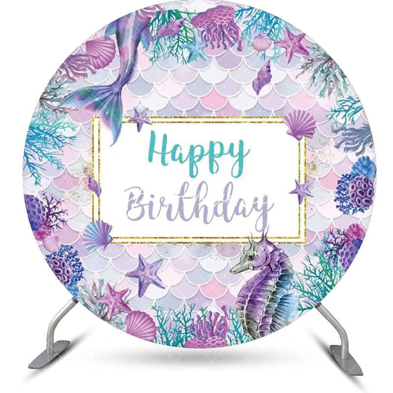 Aperturee - Benthos Seahorse Mermaid Round Backdrop For Birthday