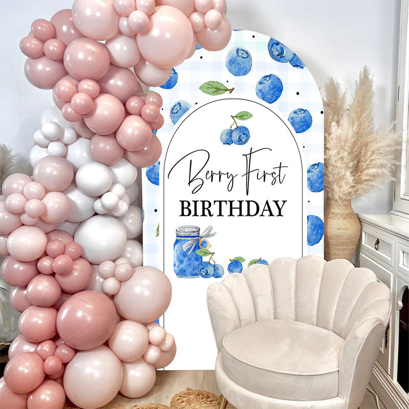 Aperturee - Berry First Birthday Double Sided Arch Backdrop