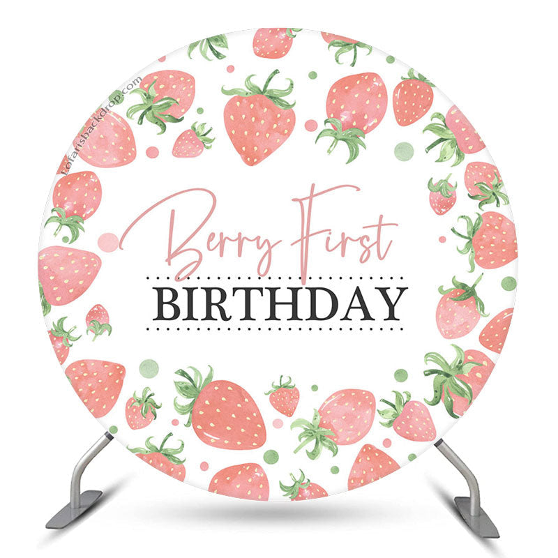 Aperturee Berry First Strawberry 1St Round Birthday Backdrop