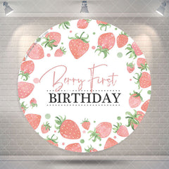 Aperturee Berry First Strawberry 1St Round Birthday Backdrop