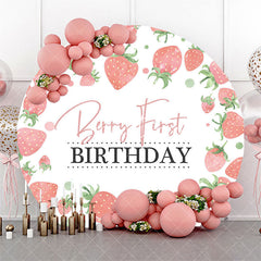 Aperturee Berry First Strawberry 1St Round Birthday Backdrop