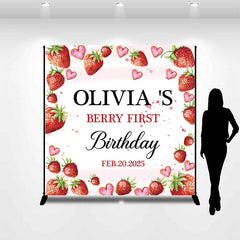 Aperturee - Berry Sweet First Personalized Birthday Backdrop