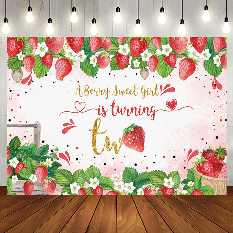 Aperturee - Berry Sweet Giral 2nd Birthday Party Backdrop