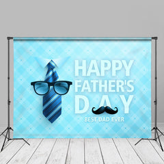 Aperturee - Best Dad Blue Plaid Tie Glasses Fathers Day Backdrop