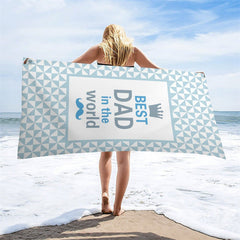 Aperturee - Best Dad In The World Blue White Custom Beach Towel